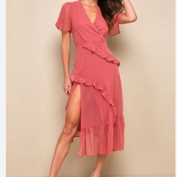 Lulu's Dusty Rose Ruffle Maxi Dress - Picture 5 of 6